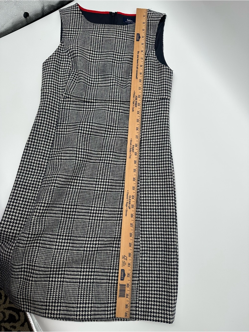 Boden British Tweed Wool Dress 6R Houndstooth Plaid Sheath Preppy Office 1455 - Picture 8 of 10
